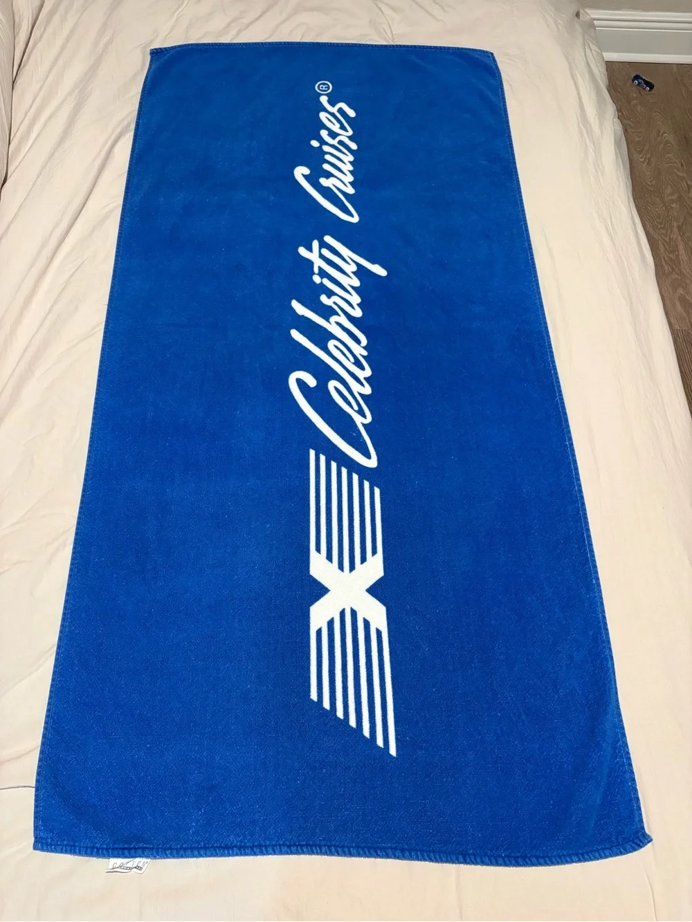 Vintage 1980’s Celebrity Cruises Line Blue Logo Beach Towel 100% Cotton